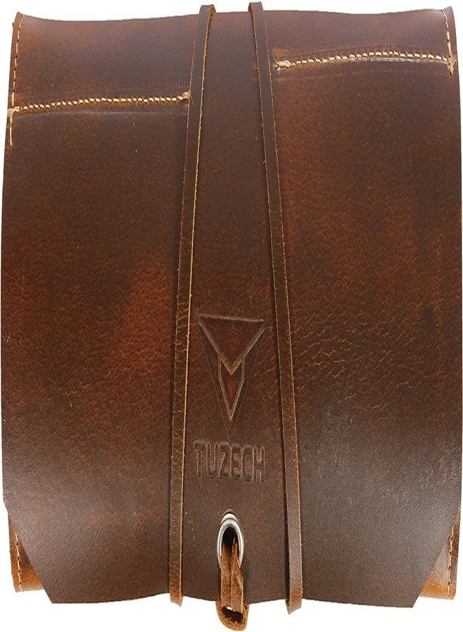 TUZECH Leather Tool Roll Up Tool Kit Pouch - Leather Tools/Cutlery / Stationery/Pen/Pencil Pouch Wrench Roll/Chisel Bagfor School / College/Office/Work/Artist (Big Tool Pouch) (16X10 Inches), Brown - Image 1